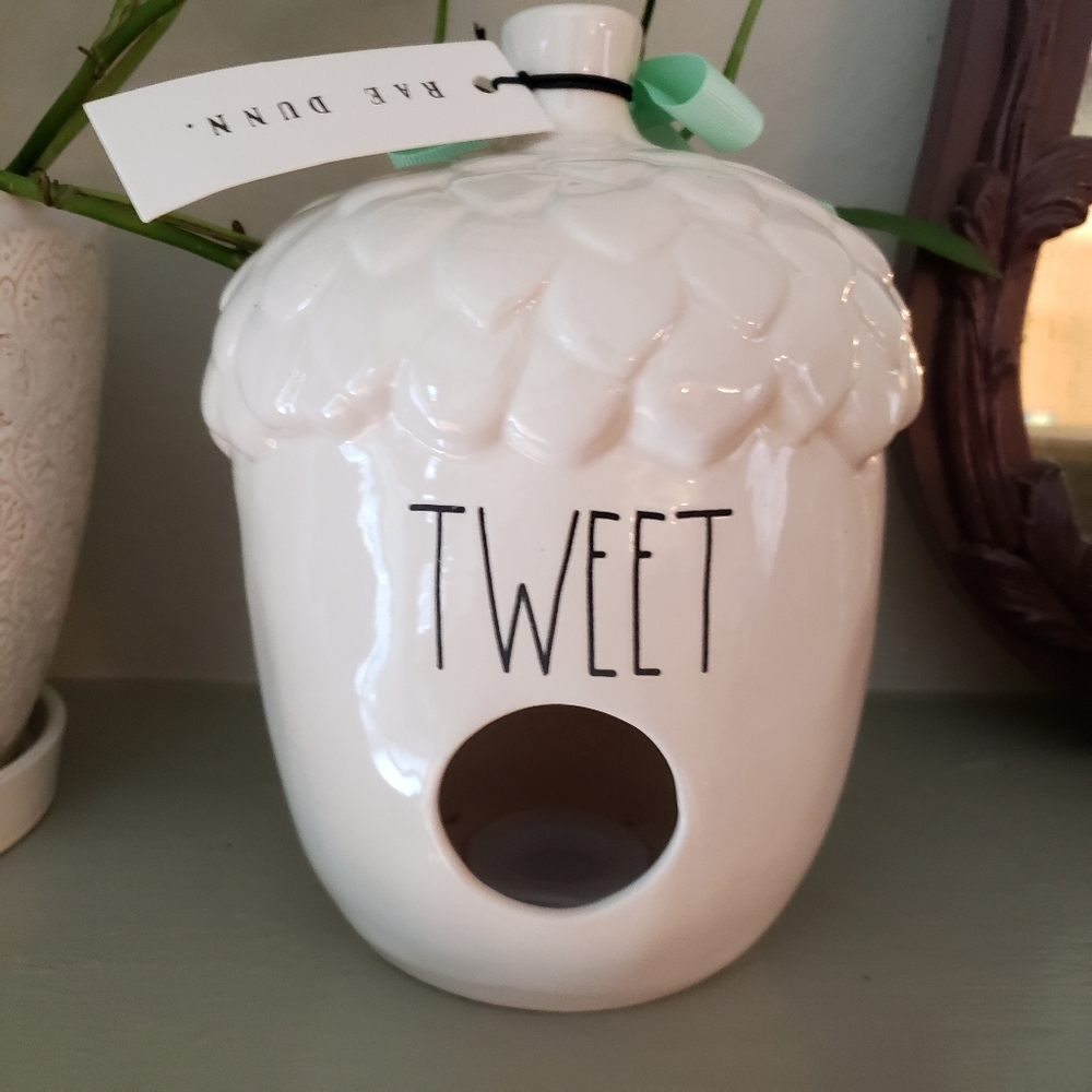 Rae Dunn "Tweet" Ceramic Acorn Birdhouse